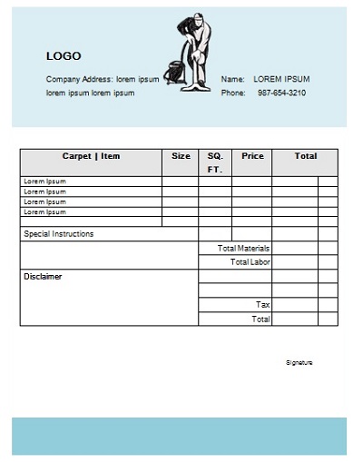 carpet cleaning invoice forms