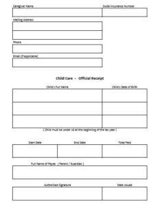 30+ Sample Receipt For Child Care Services (PDF, Word) » Template Republic