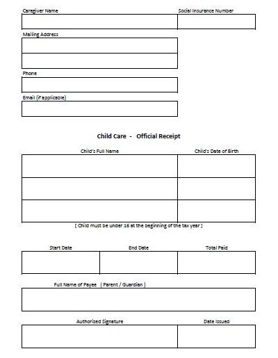 30 Sample Receipt For Child Care Services Pdf Word Template Republic