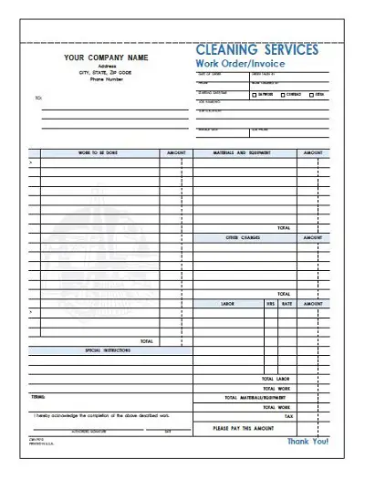 cleaning service receipt template