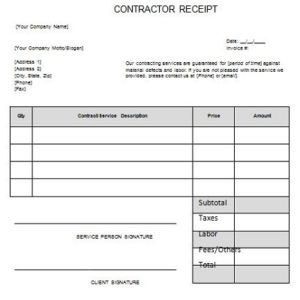 20+ Free Contractor Receipt Templates » Template Republic