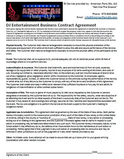 disc jockey contracts template