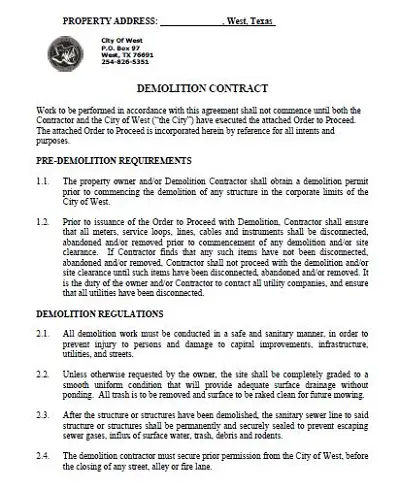 demolition contract form