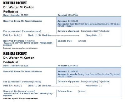 20 free medical receipt bill templates word pdf template republic