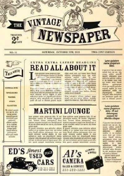 colonial newspaper template