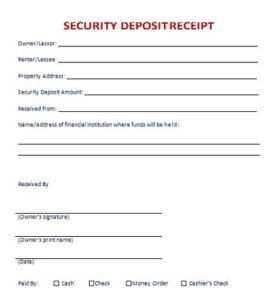 30+ (Free) Security Deposit Receipts Templates & Form (Word) » Template ...