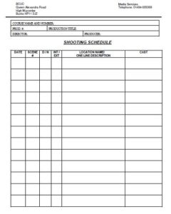 16+ Free Film Shooting Schedule Templates (PDF, Word) » Template Republic