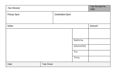 printable taxi receipt