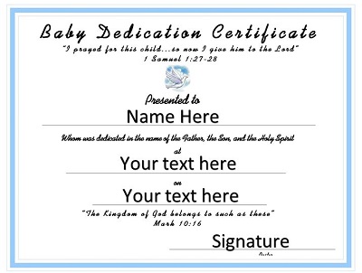 child dedication certificate