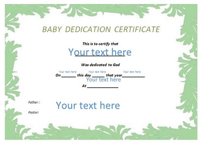 free baby dedication certificate