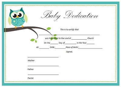 baby dedication certificate templates free