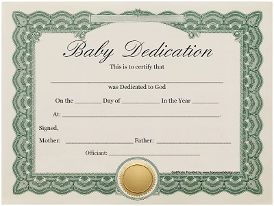 free printable baby dedication certificates