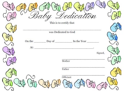 baby dedication certificate printable