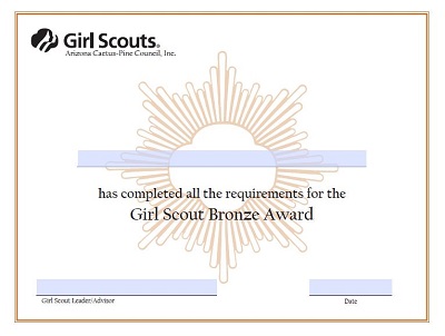 girl scout bronze certificate