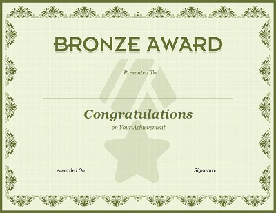Bronze Award Certificate Template