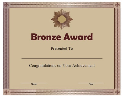 chief scout bronze award certificate