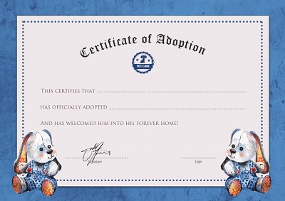 dog adoption certificate