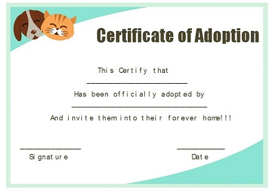 puppy adoption certificate