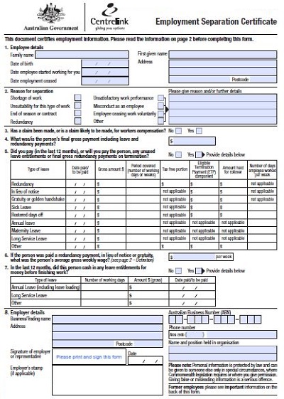 separation certificate qld