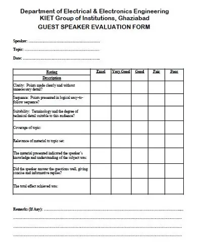 guest speaker evaluation form