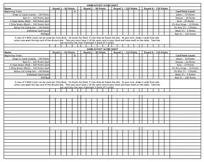 hand and foot score sheet download
