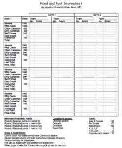 14+ Free Hand and Foot Score Sheet » Template Republic