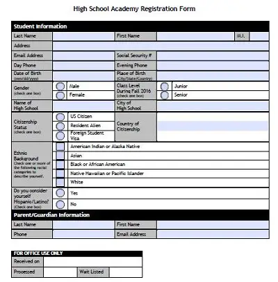 sunday school registration form