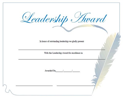 leadership Award Certificate PDF