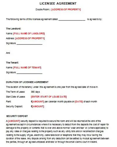 lodger agreement template free download