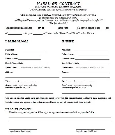 marriage agreement sample