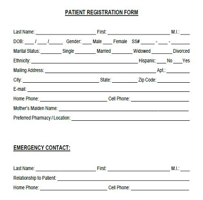 patient entry form