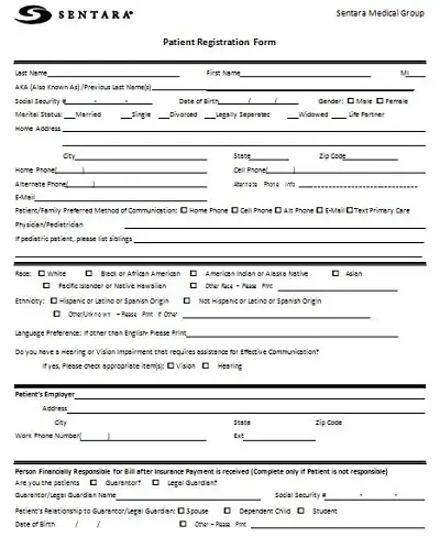 medical registration forms template