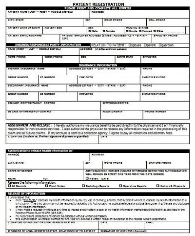 patient registration form templates