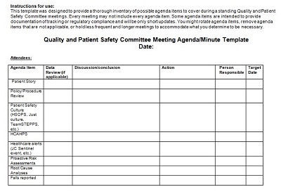 safety committee meeting agenda template