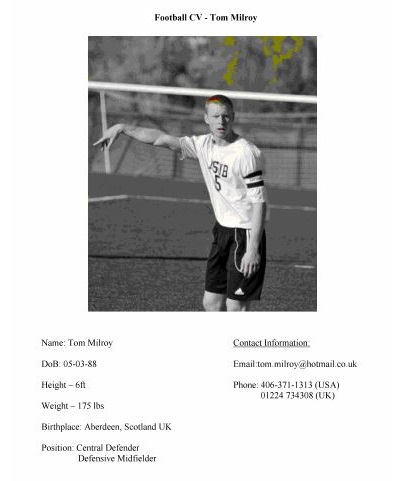soccer player profile template download