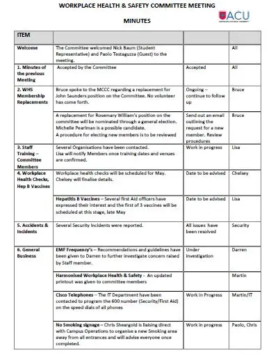 committee agenda template