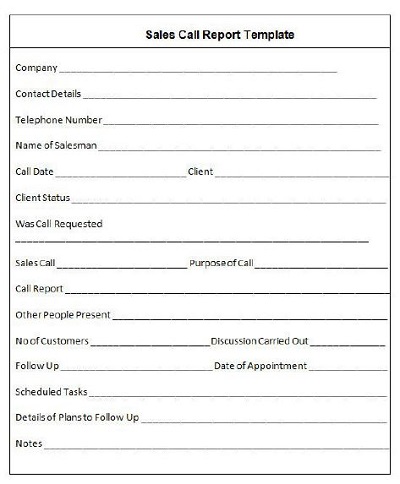 sales call report forms