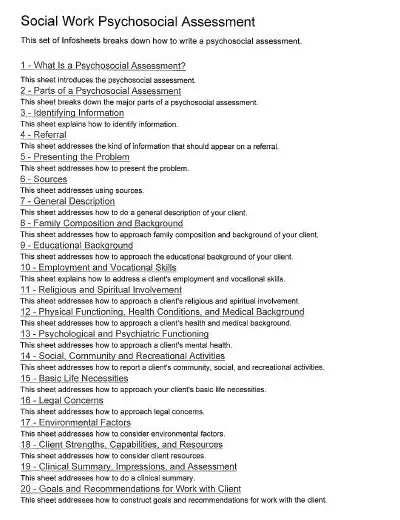 medical psychosocial assessment template