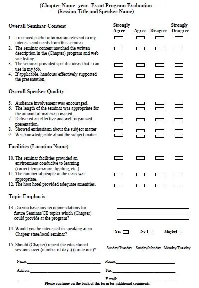 sample conference evaluation forms