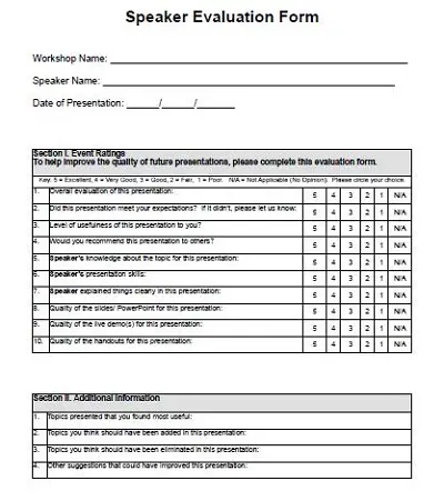 speaker evaluation form template
