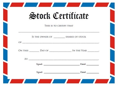 stock certificates template