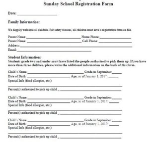 19+ Free Sunday School Registration Form Templates » Template Republic