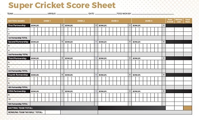 simple cricket score sheet format