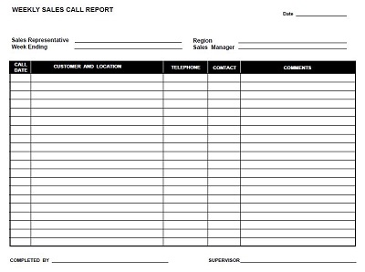 weekly sales call report template