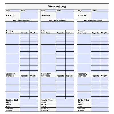 Workout Log Spreadsheet