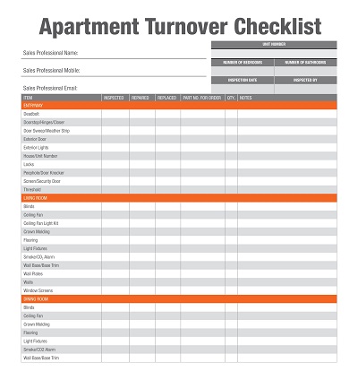 Apartment Turnover Checklist Template