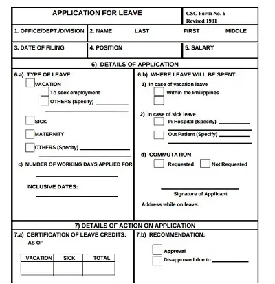 leave application form in word format