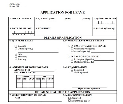 leave application form