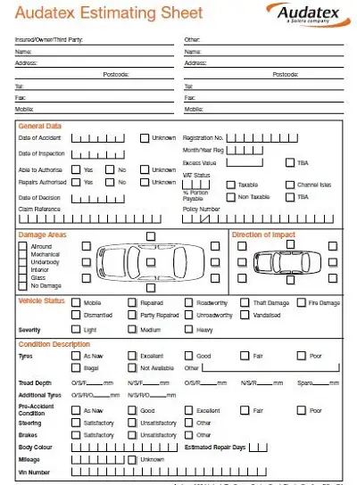 auto repair estimate form pdf