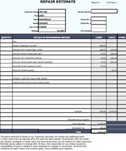 25+ Free Auto Repair Estimate Templates » Template Republic